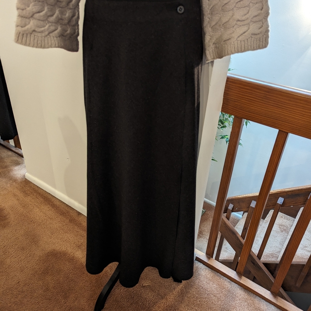 Giorgio Armani Collezioni Heather Grey Wool Maxi Wrap Skirt sz.6